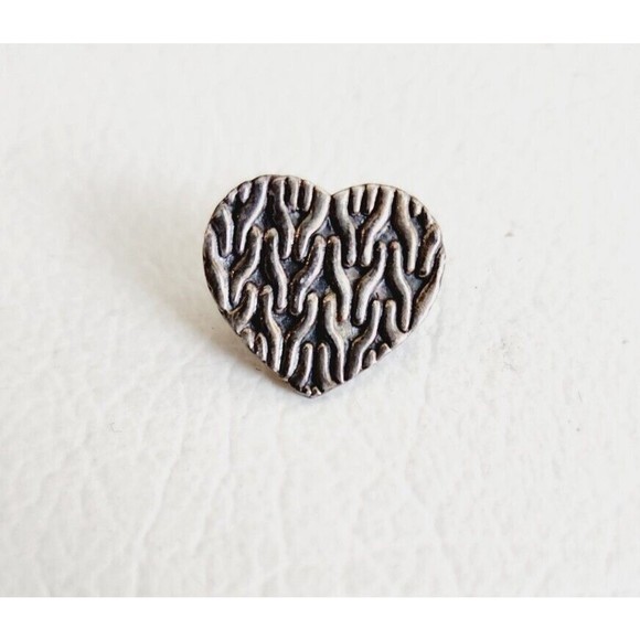 JOHN HARDY STERLING SILVER WHEAT CHAIN HEART LAPEL BROOCH TIE TACK PIN .75" 2.4g - Picture 1 of 6